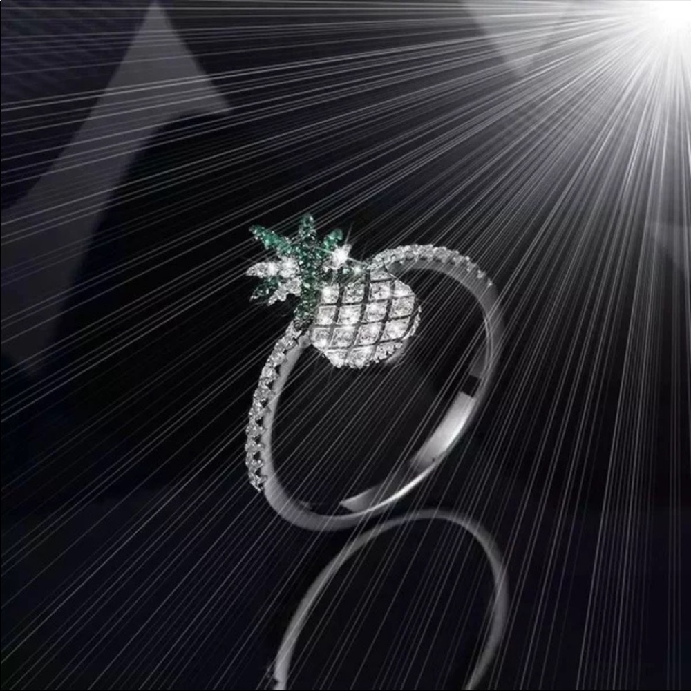 New 925 Cute Fruit Pineapple Cubic Zircon Ring - Picture 4 of 7